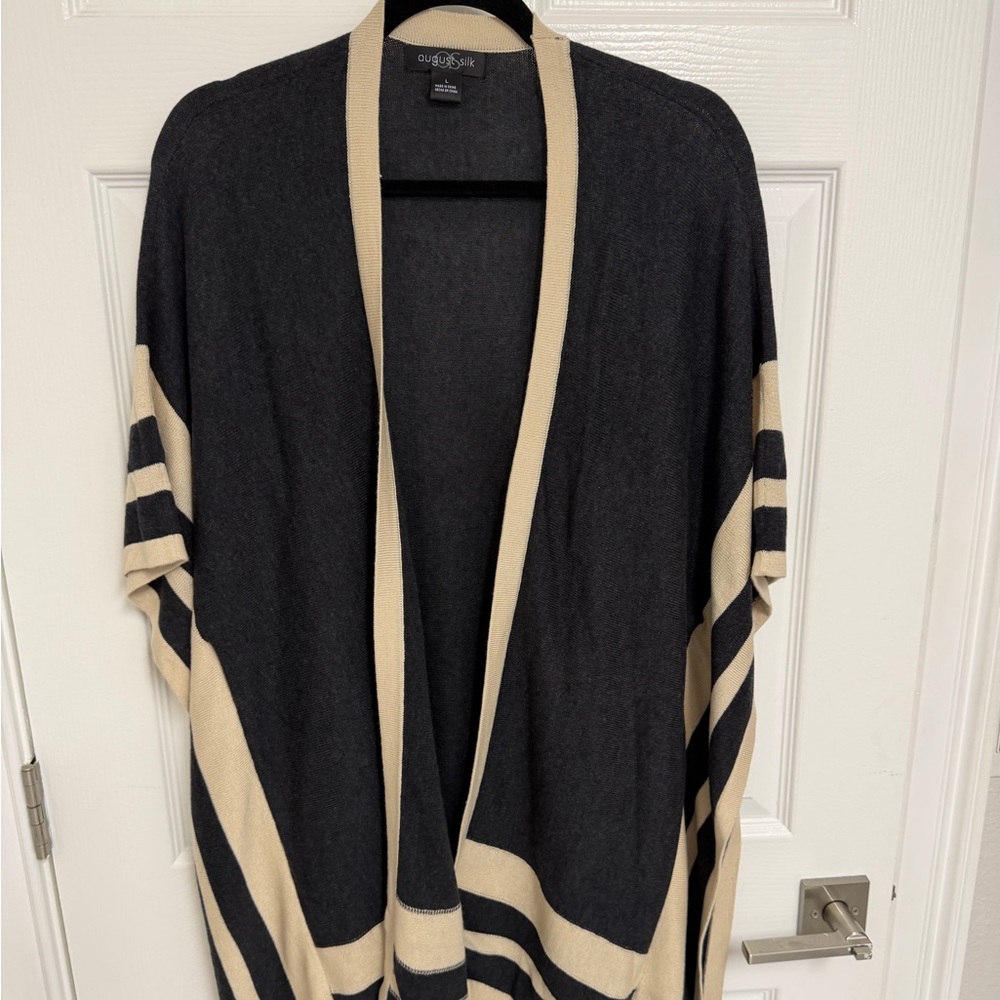 August Silk Elegant Black and Cream Cardigan